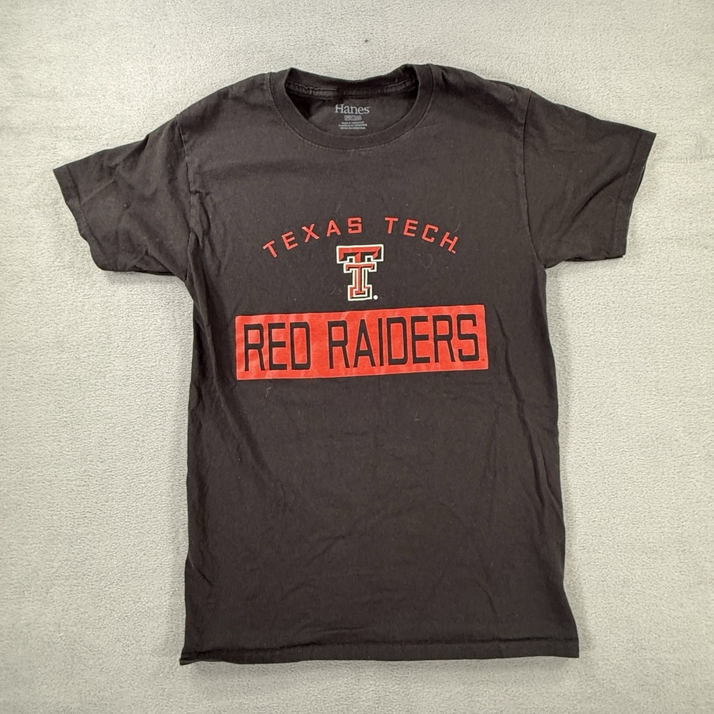 Texas Tech Red Raiders Black T-Shirt Small Red Lettering NCAA‎